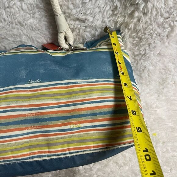 Coach  Fabric  Nautical Striped pastel Multicolor shoulder bag leather straps - Picture 7 of 13